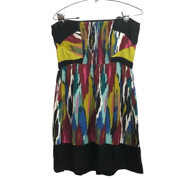 Silence + Noise Ikat Multicolored Strapless Dress - Picture 2 of 14